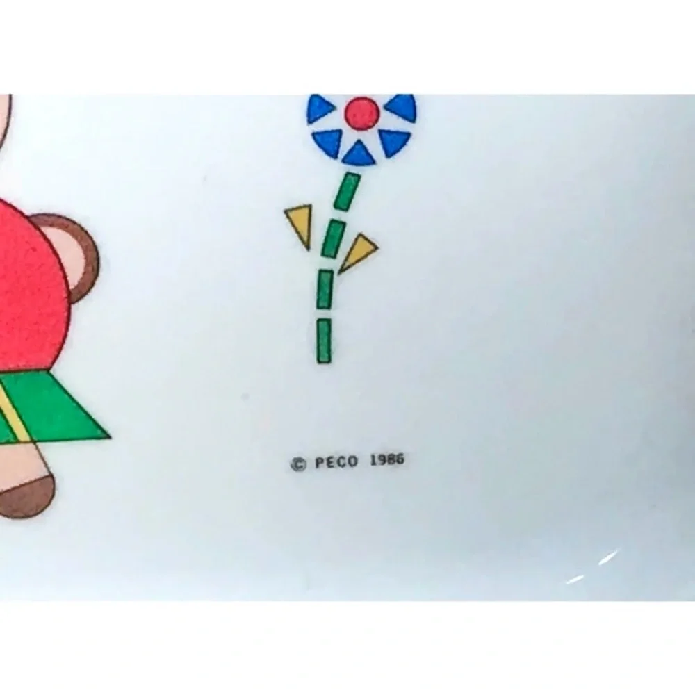 Vintage Peco Teddy Bear Melamine Plate Toddler Divided Dish Cute Twee Fairy Tale